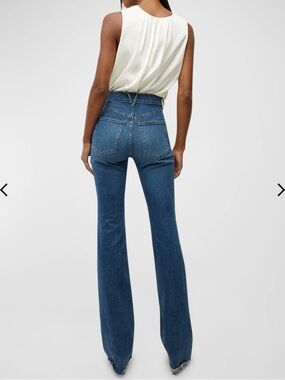 Veronica Beard Cameron Bootcut Raw Hem Jeans Medium Wash Sz 30